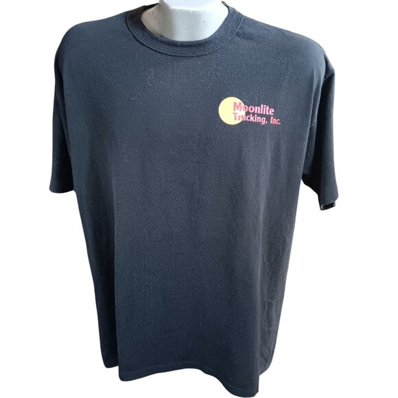 Vintage Men's T-shirt XL 1990's Russell Athletic Moonlite Trucking Inc Trucker - Picture 3 of 4